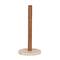 Hello Honey Acacia Wood Paper Towel Holder with Scalloped Travertine Base, Natural and Cream Color